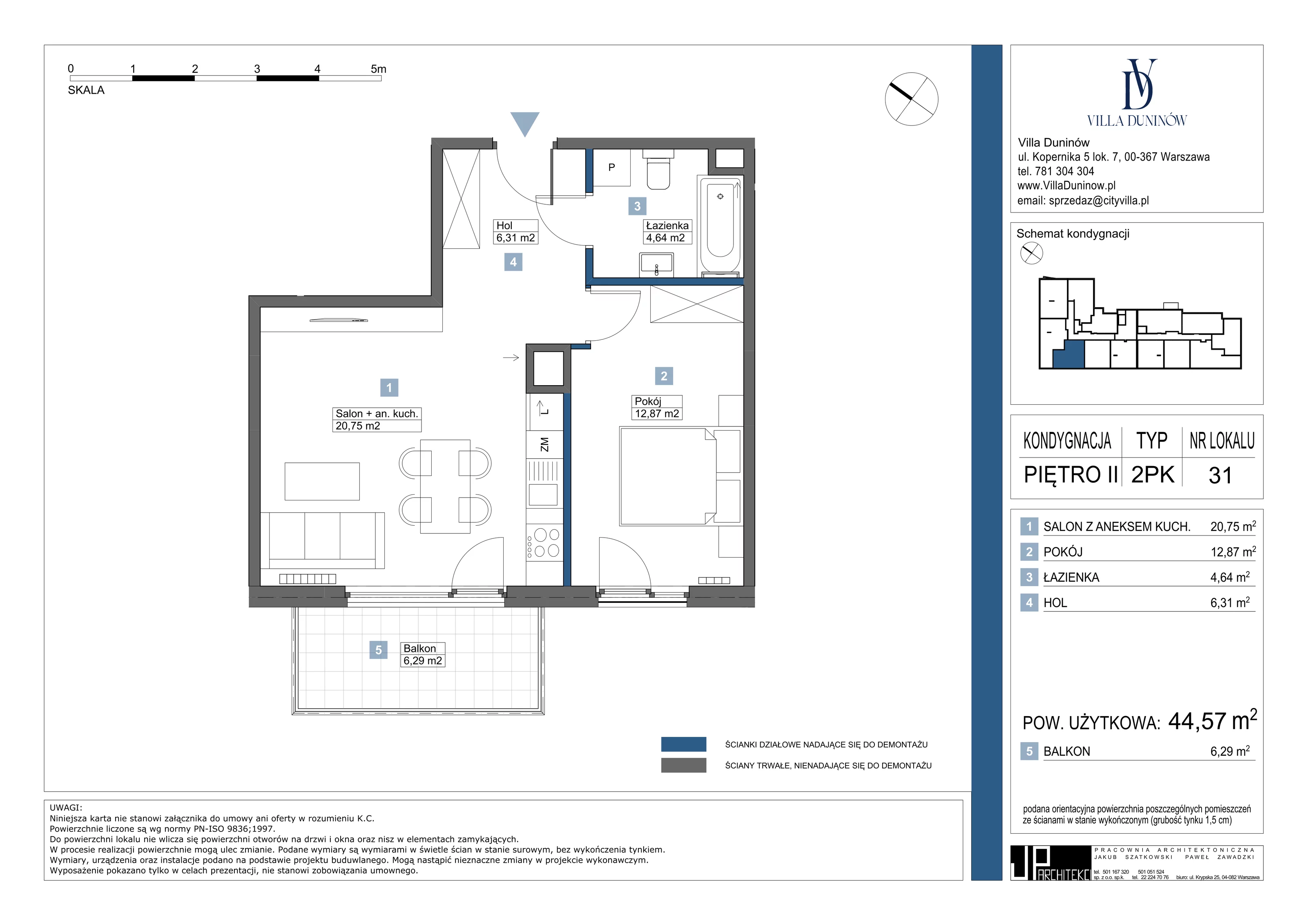 Mieszkanie 44,57 m², piętro 2, oferta nr 31, Villa Duninów, Warszawa, Białołęka, Henryków, ul. Duninów 7, 03-182 Warszawa